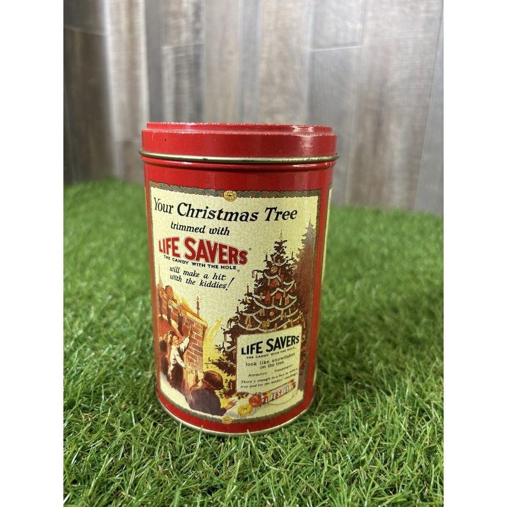 Vintage Life Savers‎ Christmas Tin Canister Holiday Candy Container Retro